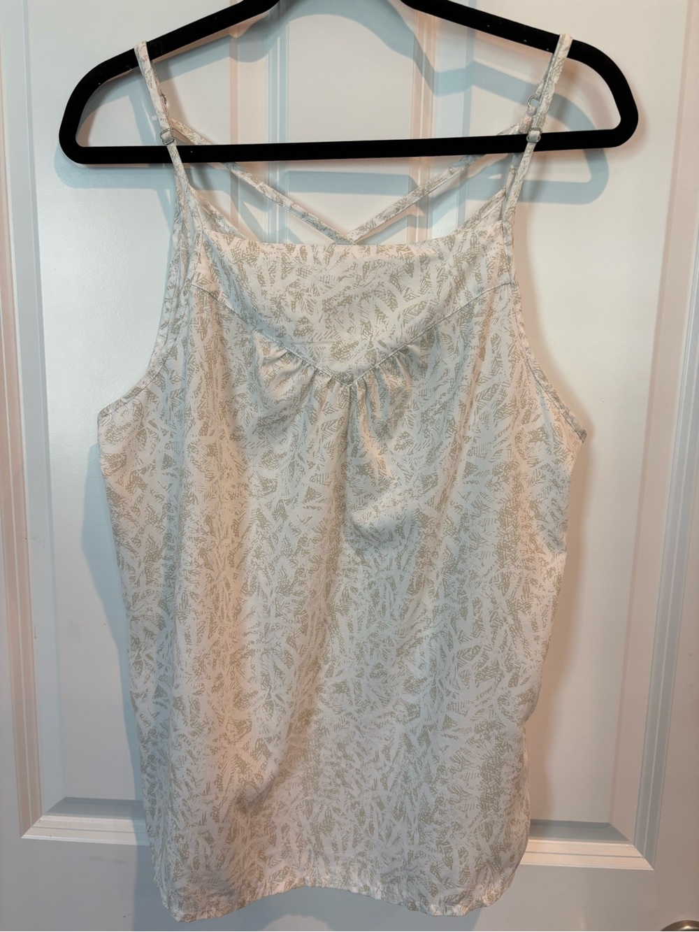 prAna Cross-Back Strappy Cami Tank Top Geometric Leaf Print - Size XL
